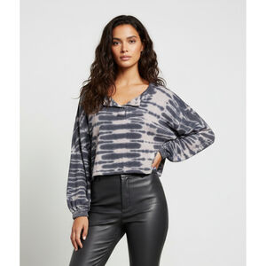 Urban Rebel Tie Dye Oversized Crop Fleece Balloon Sleeve Sweatshirt Size XL